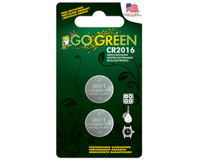 Go Green Power GG-2016 CR2016 3 Volt Button Cell Battery - 2 Per Blister Card