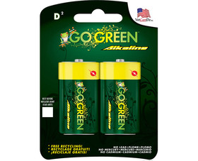 Go Green Power 24004 2 Pack D Alkaline Batteries