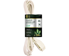 Go Green Power GG-24706 6' 16/2 Gauge Household Extension Cord - White
