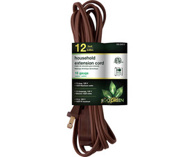 Go Green Power GG-24812 12' 16/2 Gauge Household Extension Cord - Brown