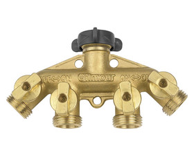 Gilmour 800444-1001 4-Way Solid Brass Shut-Off Connector