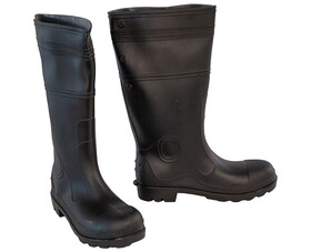 General Work Products GWPRB15510 Size 10 Pvc Steel Toe Black Boot Worn Over Sock