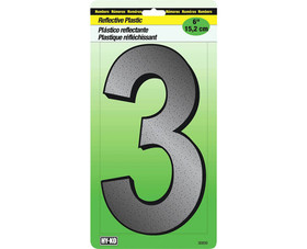 HY-KO Products 30803 6" Reflective Plastic Number - 3