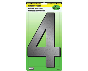HY-KO Products 30804 6" Reflective Plastic Number - 4