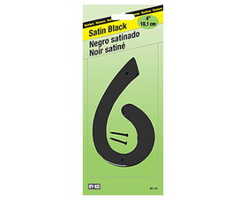 HY-KO Products HYKBK406 4" Satin Black Zinc Number - 6
