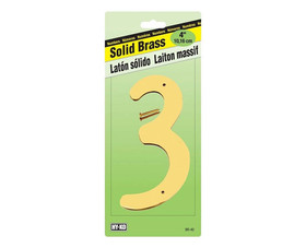 HY-KO Products BR403 4" Decorative Brass Number - 3