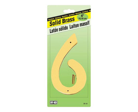 HY-KO Products BR406 4" Decorative Brass Number - 6