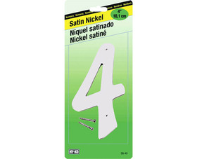 HY-KO Products SN-40/4 4" Satin Nickel Zinc Number - 4