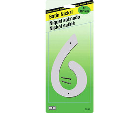 HY-KO Products SN-40/6 4" Satin Nickel Zinc Number - 6