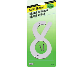 HY-KO Products SN-40/8 4" Satin Nickel Zinc Number - 8
