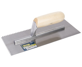 Masonry Tools TF131 11" X 4-1/2" V Notch Wood Handle Plastering Trowel