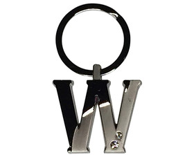 Perry Blackburne TTIS10-W Initial Key Ring 2 Tone Nickel Plate W/ Diamonds W