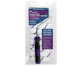 Premier Paint Roller 44372 Microfiber Mini-Roller W/ Handle - 10 Pack