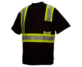 Pyramex RTS2311X2 Lightweight Polyester Moisture Wicking 2XL T-Shirt Black 2" Reflective Ansi Grade 1