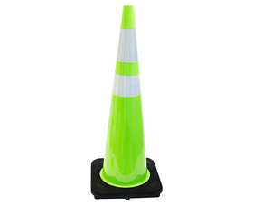 RKI INDUSTRIES GROUP CONE36L2T 36" LIME TRAFFIC SAFETY CONE 10LB WITH 4"+ 6" REFLECTIVE COLLARS