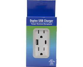 TUFF STUFF 41128 15 Amp 120 Volt Decorator Duplex Receptacle With Usb And Usbc Port White