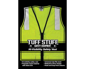 TUFF STUFF 76550SM Lime Mesh Vest With 2" Silver Reflective Strip - Fits S - M
