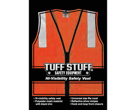 TUFF STUFF 765602X3X Orange Mesh Vest With 2" Silver Reflective Strip - Fits 2X - 3X
