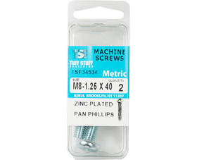 TUFF STUFF M8-1.25X40 M8-1.25 x 40 Metric Machine Screw Pan Phillips ZP - 3 Piece Per Package