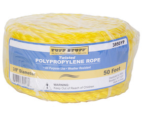 TUFF STUFF 3850YP 3/8" X 50' Yellow Poly Rope