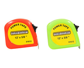 TUFF STUFF 91612 5/8" X 12' Orange and Green Neon Color Power Tape Measures - 3 of Each Color