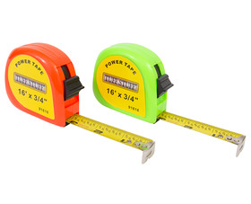 TUFF STUFF 91616 3/4" X 16' Orange and Green Neon Color Power Tape Measures - 3 of Each Color