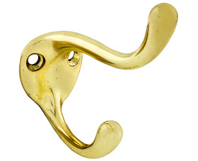 Tuff Stuff 72100 Heavy Duty Coat and Hat Hook - Brass Plated Carded