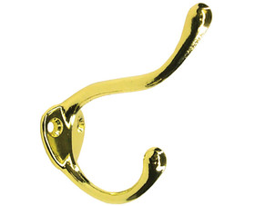 Tuff Stuff 72125 Extra Heavy Duty Coat and Hat Hook - Brass Plated Polybag