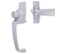 Tuff Stuff 921KAL Push Button Screen Door Latch With Key Cylinder and 1-3/4" Hole Spacing - Aluminum Finish