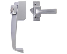 Tuff Stuff 922KAL Push Button Screen Door Latch With Key Cylinder and 1-1/2" Hole Spacing - Aluminum Finish