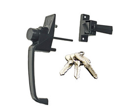 Tuff Stuff 922KBL Push Button Screen Door Latch With Key Cylinder and 1-1/2" Hole Spacing - Black Finish