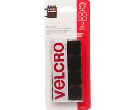 Velcro 90072 7/8" Sticky Back Black Squares - 12 Sets