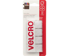 Velcro 90073 7/8" Sticky Back White Squares - 12 Sets