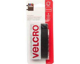 Velcro 90075 3-1/2" Sticky Back Black Strips - 4 Sets