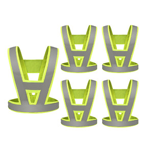 GOGO V Shape Reflective Vest High Visibility Cycling Safety Vest Running Gear, Universal Size, Pack of 5