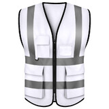 GOGO 5 Pockets High Visibility Zipper Front Breathable Safety Vest with Reflective Strips, Uniform Vest