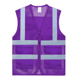 TOPTIE Wholesale Unisex US Big Mesh Volunteer Vest Zipper Front Safety Vest with Reflective Strips and Pockets