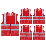 TOPTIE Pack of 5 Wholesale Unisex High Visibility Zipper Front Breathable Safety Vest, Mesh Volunteer Activity Vest