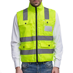 GOGO 4 Pockets Adult Volunteer Vest Zipper Front Safety Vest with Reflective Strips