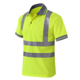 GOGO Blank Men's Polo Shirts Hi Vis Short Sleeve Safety Work-wear Shirt