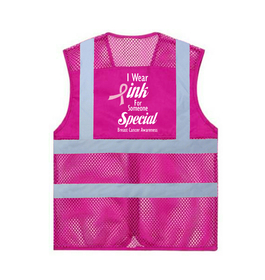 GOGO Breast Cancer Awareness Volunteer Vest, Pink Mesh Safety Vest with Pockets