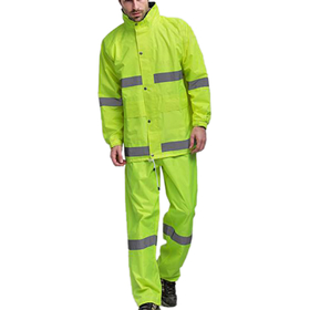 GOGO High Visibility Reflective Suit Waterproof Safety Rainsuit, ANSI Safety Jacket with Pants
