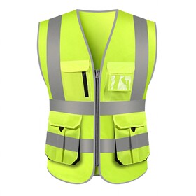 GOGO 10 Pockets High Visibility Safety Vest, Reflective Trim Safety Vest