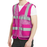 GOGO Clearance US Big Mesh Volunteer Vest Zipper Front Safety Vest with Reflective Strips and Pockets