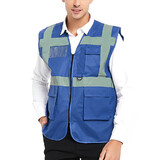 GOGO 5 Pockets High Visibility Safety Vest with Reflective Strips, Working Uniform Vest