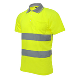 GOGO High Visibility Reflective Short Sleeve Polo Shirt, Hi-Visibility Pocket Tee