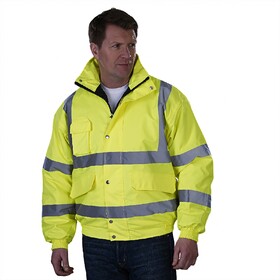 TOPTIE Men's High Visibility Waterproof Bomber Safety Jacket with ...