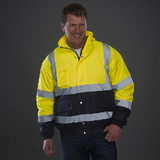 GOGO Men's High Visibility Waterproof Bomber Safety Jacket with Quilted Lining