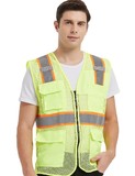 Unisex US Big High Visibility Safety Vest with Reflective Straps and Pockets Soft, Durable, Breathable