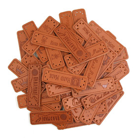 100 Pcs Leather Sewing Labels PU Garment Fabric Tag for Handmade Crafts Bags Toys